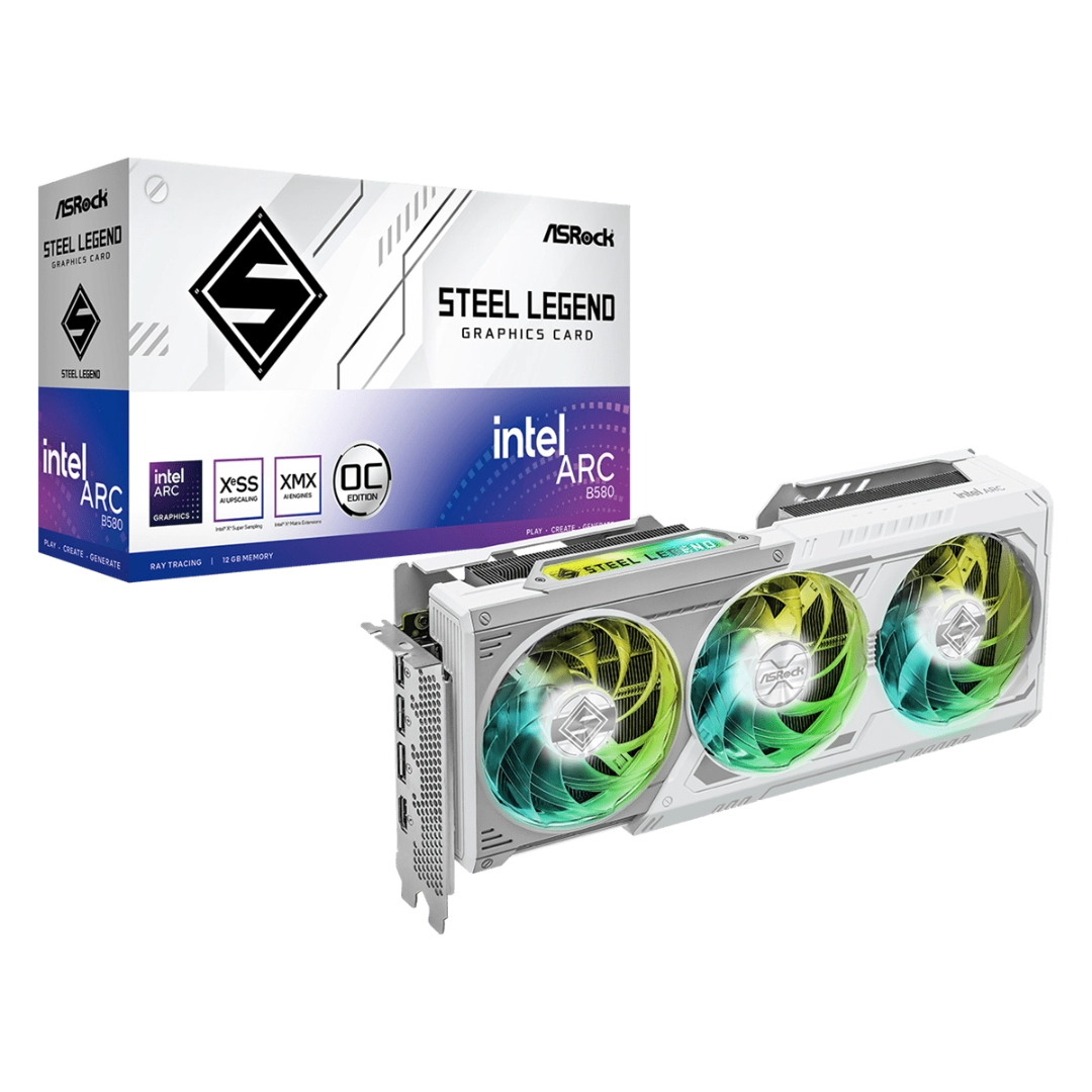 ASRock Intel Arc B580 Steel Legend OC 12GB GDDR6 Graphics Card