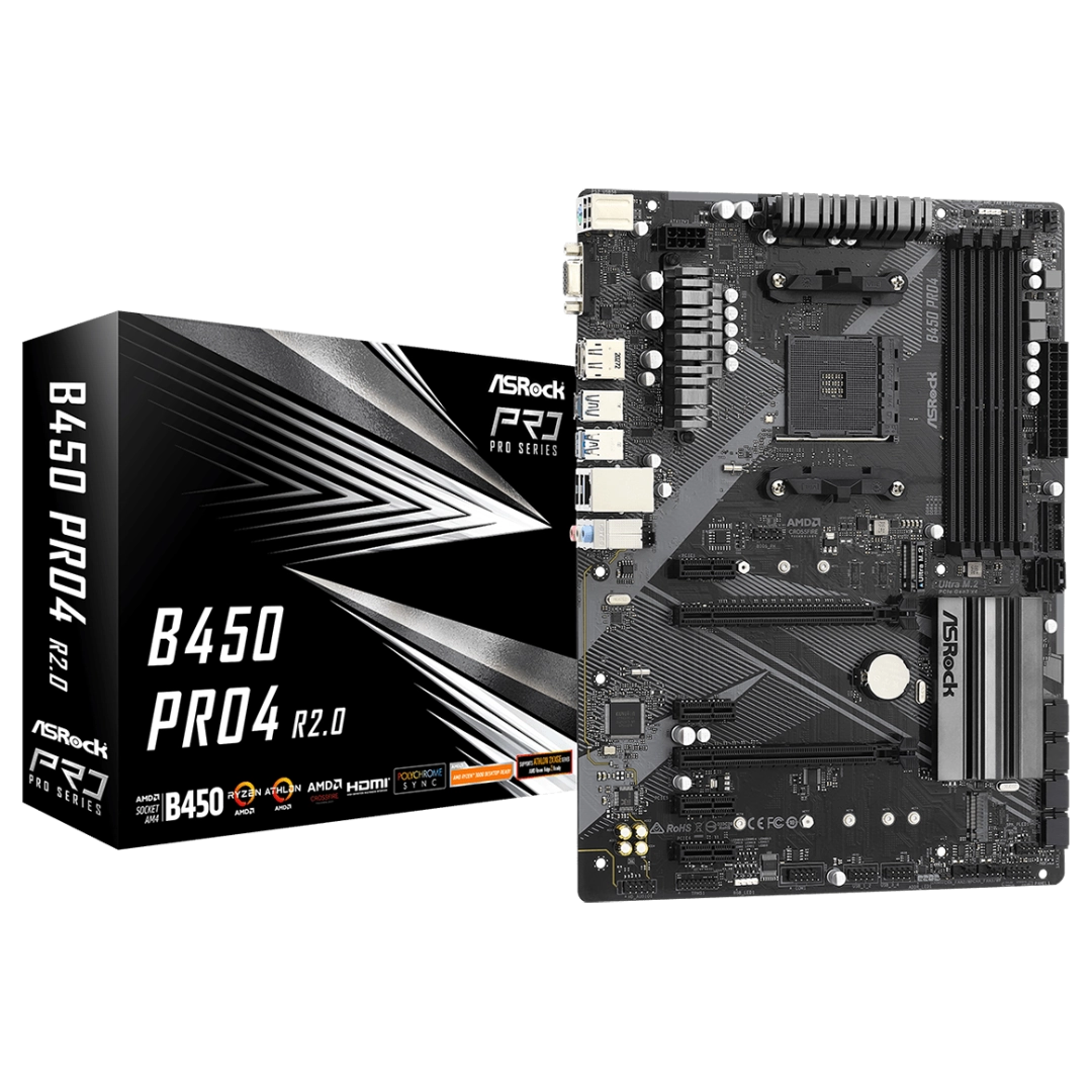 ASRock B450 Pro4 R2.0 ATX AM4 Motherboard