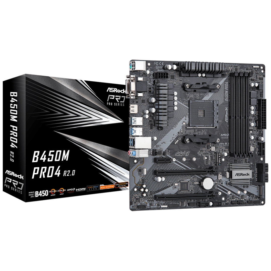ASRock B450M Pro4 R2.0 Micro ATX AM4 Motherboard