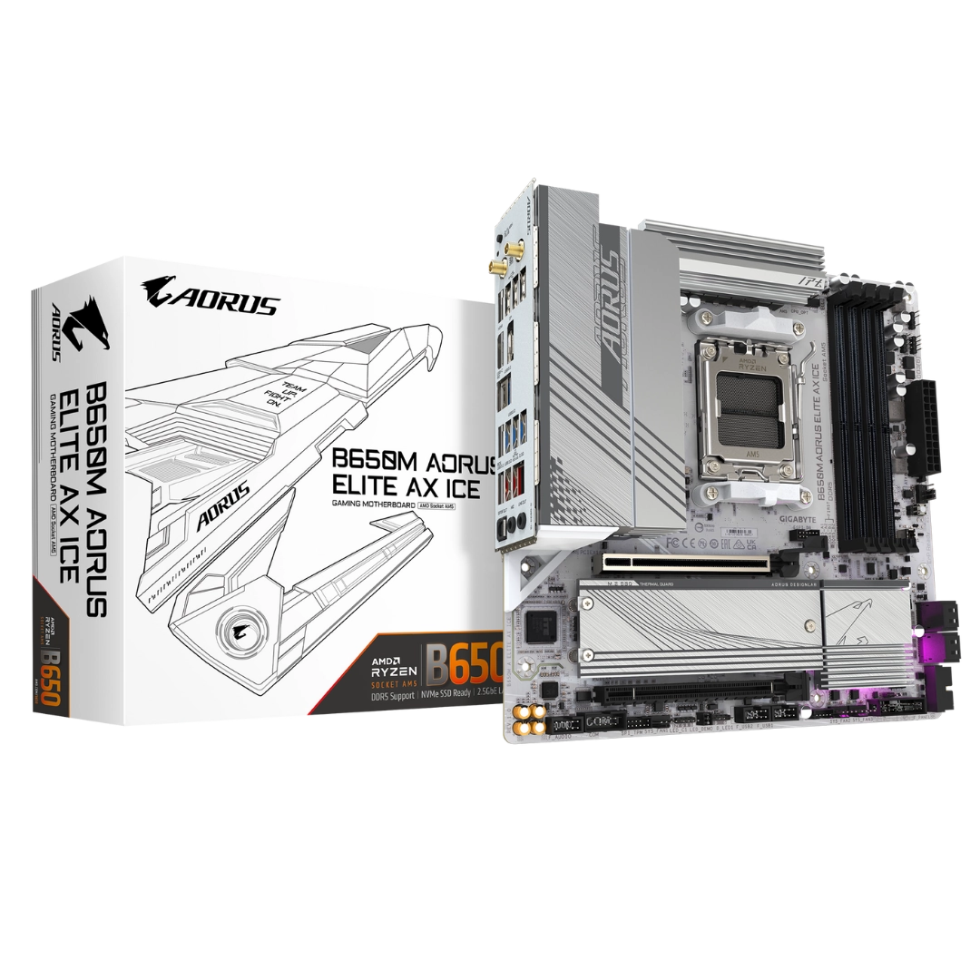 Gigabyte B650M Aorus Elite AX ICE Micro ATX AM5 Motherboard
