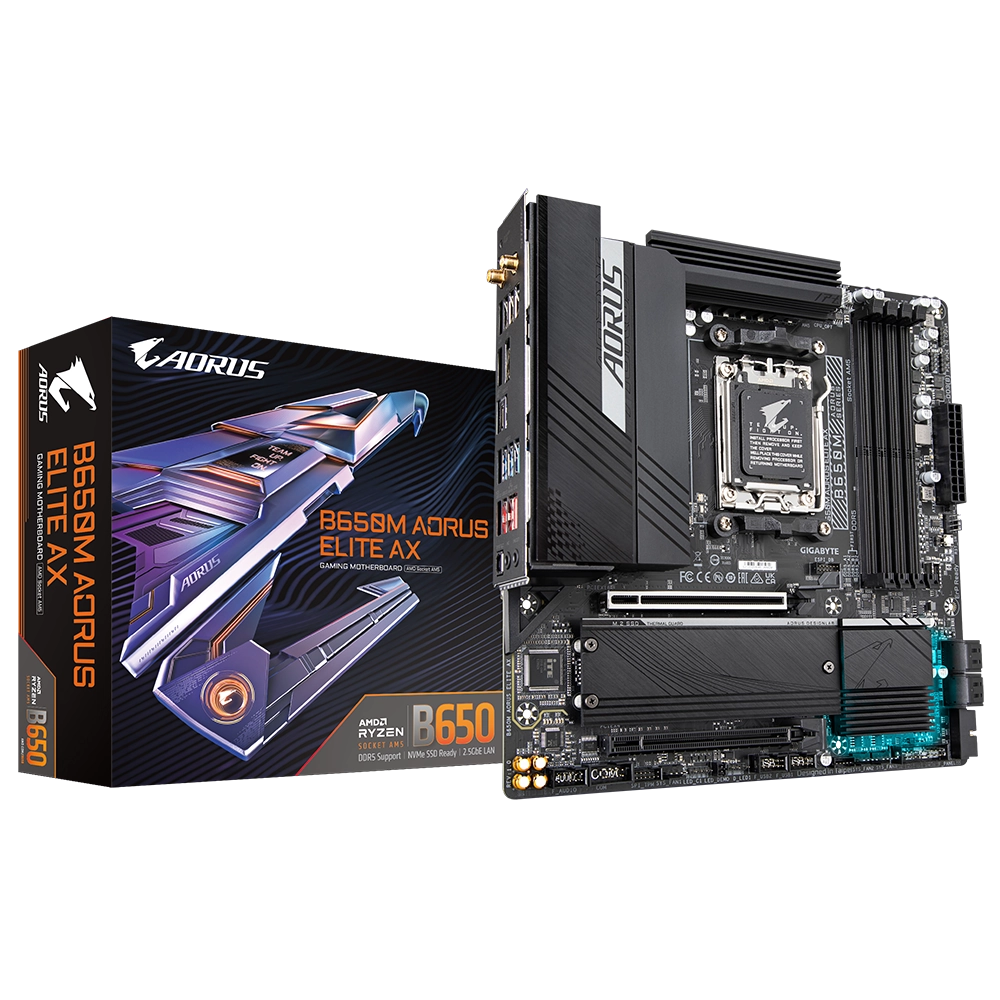 Gigabyte B650M Aorus Elite AX Micro ATX AM5 Motherboard