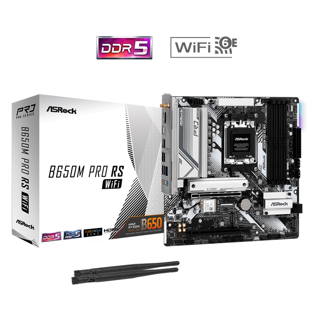 ASRock B650M Pro RS WiFi Micro ATX AM5 Motherboard